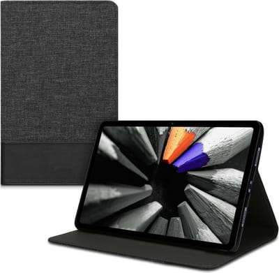 kwmobile hoes geschikt voor Huawei MatePad (10.4") - Tablethoes met standaard in antraciet / zwart - Tablet flip cover - Ultra dun