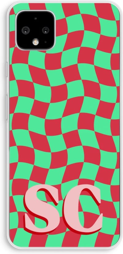 Gepersonaliseerd - Case Company® - Hoesje geschikt voor Google Pixel 4 XL hoesje - Grid Monogram - Soft Cover Telefoonhoesje - Bescherming aan alle Kanten en Schermrand
