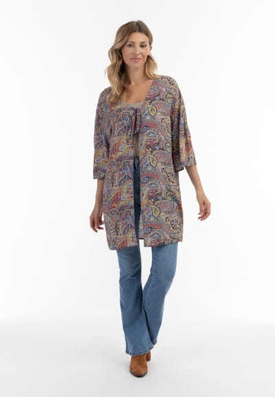 usha Kimono Dames Navy Veelkleurig