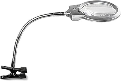Vergrootglas met Licht - Zilver - 45 cm - Metalen Klem met LED Verlichting - Voor Fijn Werk en Lezen