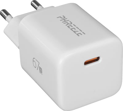 Phreeze USB C Oplader 67W GaN Mini - Snellader USB C - Oplader geschikt voor Xiaomi HyperCharge 67W & Samsung Super Fast Charging 45W - USB C Power Adapter - Laptop Oplader USB C - Super Fast Charger - Klein - Wit
