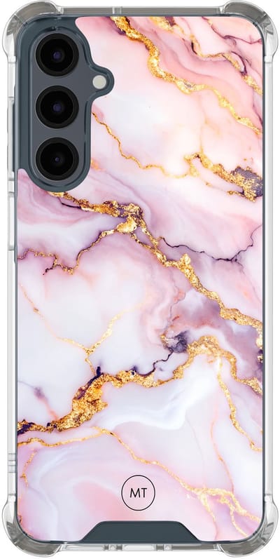 Hoesje (shockproof) geschikt voor Samsung Galaxy A16 - Marble pink - Extra sterke case - TPU/polycarbonaat - Marmer - Roze, Transparant