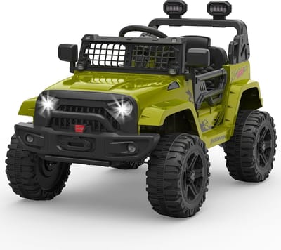 HOERFURIY-Elektrische kinderauto-Elektrische auto voor kinderen, 12 V auto met veerophanging, ledverlichting, Bluetooth, 2 snelheden voor kinderen van 3 tot 8 jaar, groen