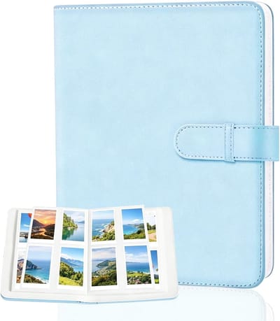 Klein blauw mini fotoalbum voor 7,6 cm foto's, ideaal voor bruiloften, verjaardagen en dagelijkse herinneringen met 256 vakken en stofdichte bescherming