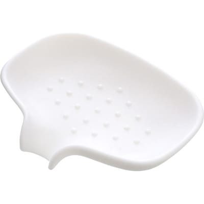 1PC Zeepbakje Met Afvoer Water Siliconen Zeepdoos Badkamer Zeephouder Afvoerdoos Keuken Afvoerrek Zeepcontainer Schaal Badkamer wit