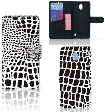 Nokia 1 Plus Telefoonhoesje met Pasjes Slangenprint