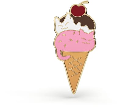 PINETS - Pin - IceCat Katjes in een IJshoorntje - Hard Enamel - Gietmetaal - Kawaii Accessoire