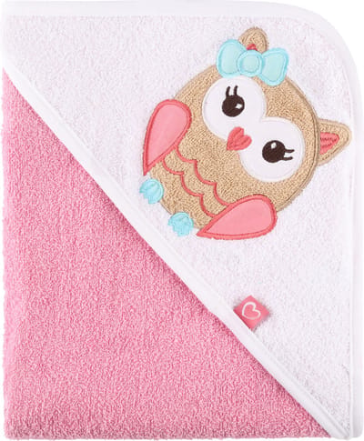 Be Mammy Babydeken - Kaphanddoek - Kinderdeken - Wiegdeken - Dekentje Baby - 100 x 100 cm - BE-BE20-240-BBL - Roze - Uil