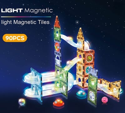 Magnetische Knikkerbaan - Manga Tiles - Magnetisch speelgoed - Knikkerbaan met Licht – 90-delige Bouwset – Educatief Speelgoed voor Kinderen