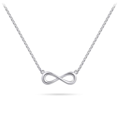 Gisser Jewels - Hanger incl. Collier - Infinity Symbool glad gepolijst - 5mm x 15mm - Lengte 42+5cm - Gerhodineerd Zilver 925 - N1108-42+5 - Sieraad