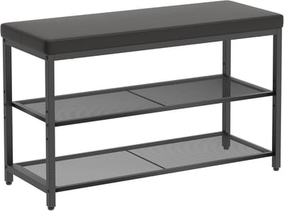 Schoenbank met metalen frame en opbergruimte - Minimalistische design meubels 80x30x50 cm