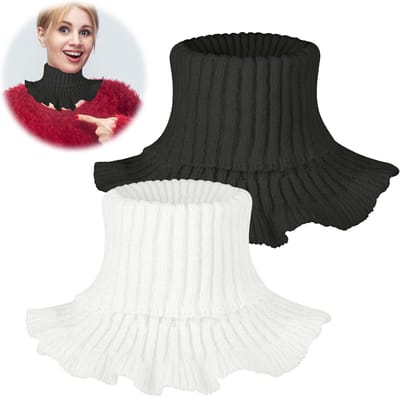 Verwarmende gebreide kraag voor dames en meisjes, afneembare nekwarmers, modeaccessoires (2 stuks)