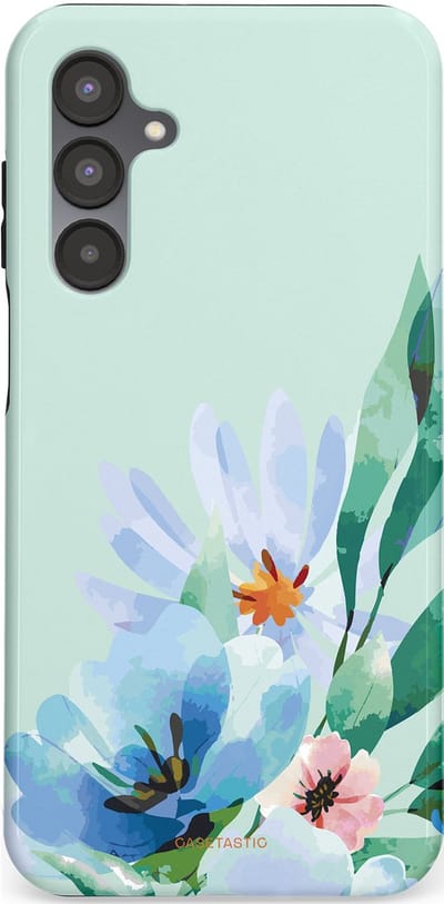 Casetastic hoesje geschikt voor Samsung Galaxy A16 - Dubbellaagse bescherming - Lente schildering - Fashion Case - Lichtgrijs Lichtblauw Mintgroen