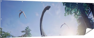 Gards Tuinposter Diplodocus Dinosauri�r in het Bos - 210x70 cm - Tuindoek - Tuindecoratie - Wanddecoratie buiten - Tuinschilderij