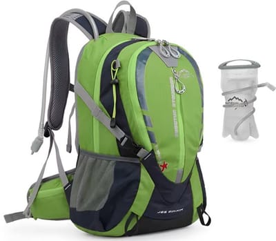 CarryQuest® - 25L Hydratatie Rugzak + 2L Waterzak - Polyester Fiets- & Wandelrugzak met Drinksysteem, Rugventilatie, Laptopvak & Front-/Toploader - 45x30x19 cm - Groen