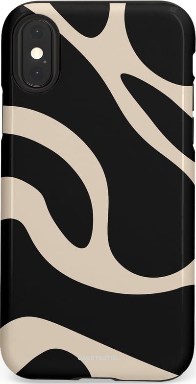 Casetastic hoesje geschikt voor Apple iPhone X / Apple iPhone XS - Dubbellaagse bescherming - Zwart Zand Organische Golven - Fashion Case - Zwart Zand