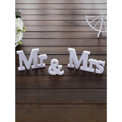 3 stuks/Set Dhr. & Mevr. Letter Decoratie - Perfecte Bruiloft Fotografie Prop! Bruiloft Feest Decoratie Rekwisieten Bruids Fotoshoot Sieraden one-size wit