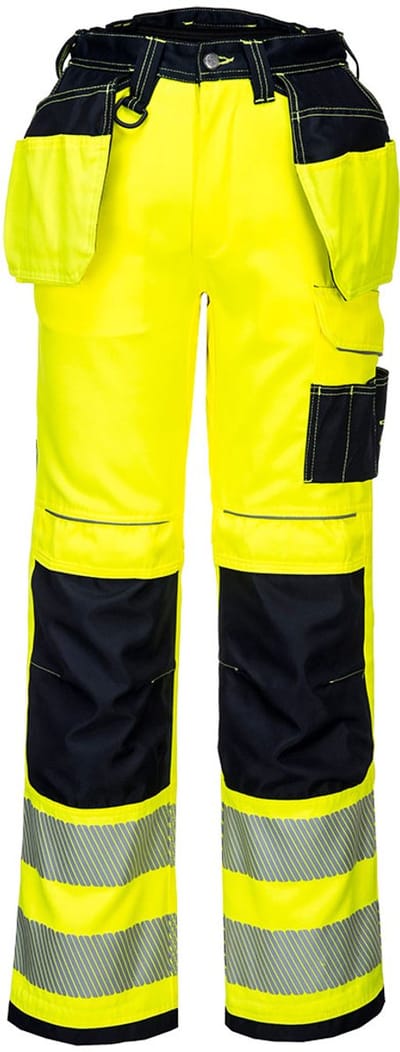 Portwest PW3 Hi-Vis Werkbroek met Holster Pockets T501 - Geel/Zwart - 30