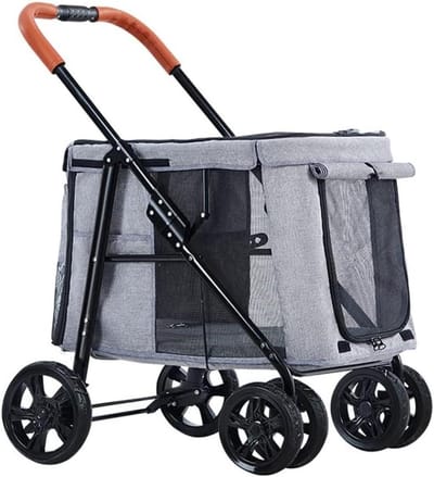 Huisdieren Kinderwagen - Draagtas Reizen - Buiten Ontspannen - Opvouwbaar Lichtgewicht - 30KG Draagkracht - Grijs