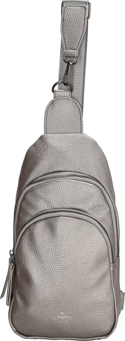 Charm London New York Schoudertas Dames - Crossbodytas met verstelbare schouderband - Tas van Imitatieleder - Pewter