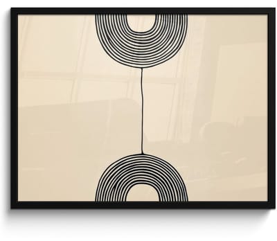 Poster in lijst - Fotolijst 70x50 cm - Posters - Geometrische bogen - Minimalistisch - Symmetrisch - Posterlijst zwart - Decoratie - Wanddecoratie woonkamer - Muurdecoratie slaapkamer