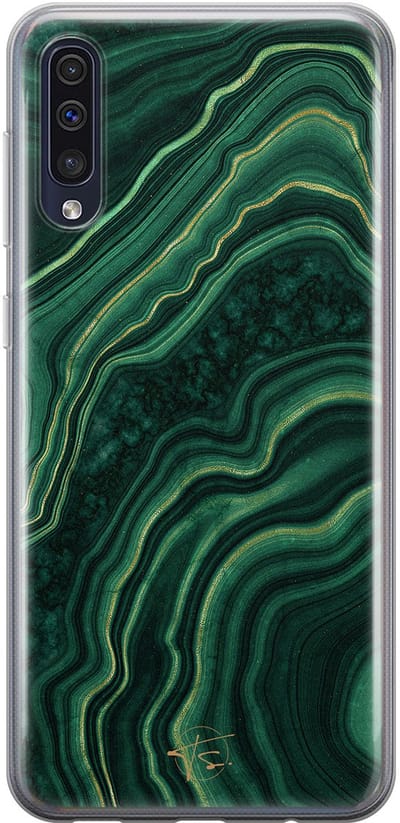 Hoesje geschikt voor Samsung Galaxy A50 - Agate groen - Soft Case - TPU - Print - Groen - Mooie Telefoonhoesjes