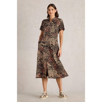 White Stuff Rua Jersey Shirt Dress Black Print Größe: 22 REGULAR | Midikleider Outlet | Damen | Schwarz