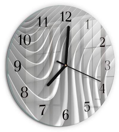 Tulup Wandklok - Abstractie Wandklok Glas Decoratie - 30fi cm - Grijs Gekleurde Glazen Klok - Zwarte Handen - Ronde Wandklok - Wandklok Glas Met Motief - Decoratieve Glazen Klok