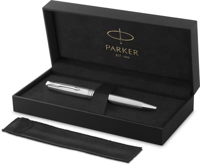 Parker Sonnet Ciselé Special Edition balpen, dop, huls en detail met palladium afwerking, medium, zwarte inkt