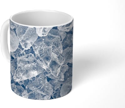 Mok - Koffiemok - Ijsblokjes - Water - Blauw - Mokken - 350 ML - Beker - Koffiemokken - Theemok