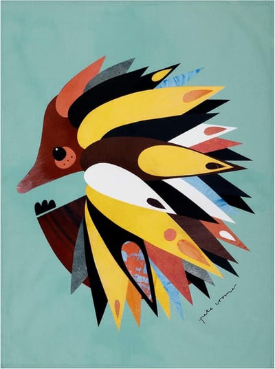 Katoenen Theedoek met Egel Design - Absol Met Kleurrijk Australisch Dierenprint
