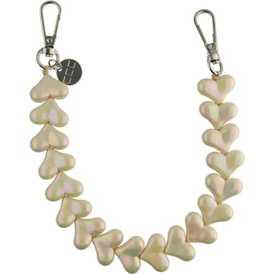 123watches Telefoonkoord Heart - beige glimmend - zilver - Geschikt voor iPhone en andere smartphones