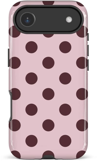 Roze Telefoonhoesje – Geschikt voor iPhone 17 Pro Max – Stippen Print - Harde Polka Dot Case – 4 season must haves