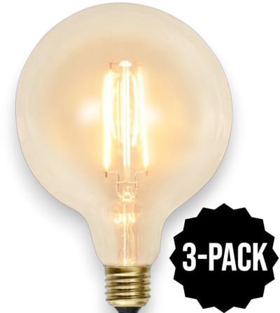 3-Pack | G125 Globelamp - E27 - 2.3W - Super Warm Wit <2200K - Filament - Helder
