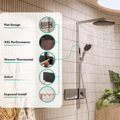 Hansgrohe Raindance Alive S - Doucheset met thermostaat, diameter 30 cm, 3 stralen, mat zwart 24582670