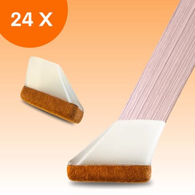FLOOQ Premium Stoelpootdoppen Flexibel Rechthoekig Schuin 30 x 15mm - Anti-Kras Vilt - Stoelpoot beschermers - Vloerbescherming - 24 Stuks – FritsF