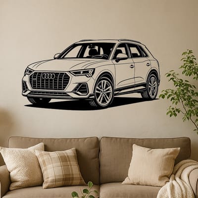 BR2Laser Audi Q3 – Wanddecoratie – Lasergesneden Hout – Autokunst – 35 cm Breed