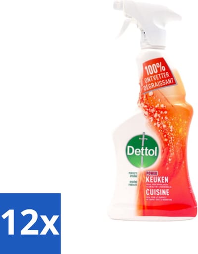 Dettol - Allesreiniger - Spray - Power Keuken - 100% Ontvetter - 500ml - Voordeelverpakking - 12 stuks