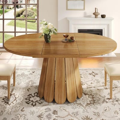 Uittrekbare Eettafel - Keukentafel Balkontafel - Gezellig Tafelen - Uitschuifbaar tot Ovaal - 118-158 cm - Bruin
