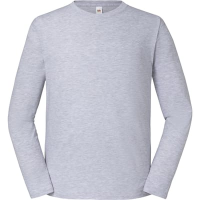 Fruit of the Loom Heren Iconic 195 Premium T-shirt met lange mouwen (Heide Grijs)