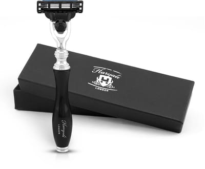 Haryali London 3 Edge scheermes voor mannen en vrouwen - Ergonomisch scheermes voor lichaam en gezicht - Luxe scheermes voor mannen - Herbruikbaar scheermes - Zwart