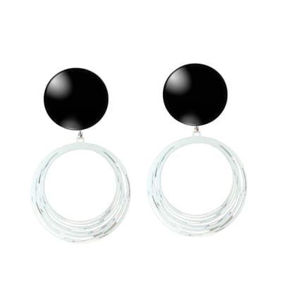 Clip oorbellen- Zwart- Wit filigraan- Lang- Geen gaatje- Charme Bijoux