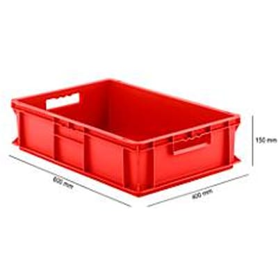 Stapelbak Eurobox serie EF 6150 - PP - L 600 x B 400 x H 150 mm - 29,4 l -  gesloten wande - open handgreep - rood