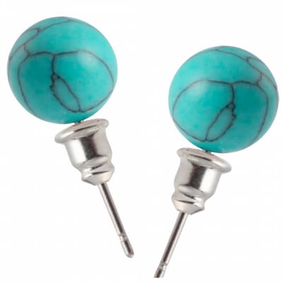 Oorbellen- Turquoise rond- 1 cm-Charme Bijoux