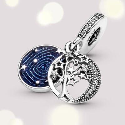 Blauwe Murano Charm Nieuwe Plata Stars & Galaxy Tree Moon Dangle Charm Geschikt voor Originele Vrouwen Originele Zilveren Armband DIY gray