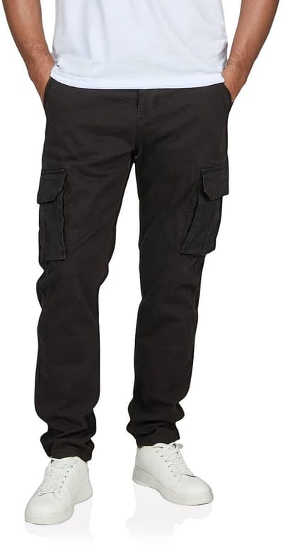 DENIMFY Heren Cargo Broek DFLuke regular/straight Zwart Volwassenen Cargobroek