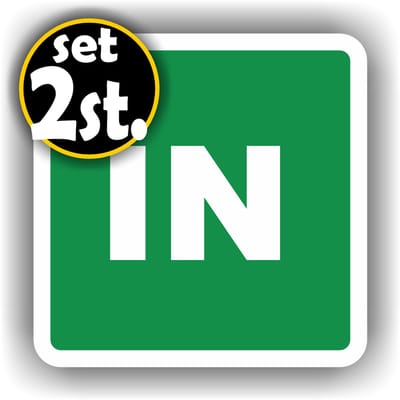 Jerma - IN - Ingang - Sticker – set van 2 stuks - 14 x 14 cm - Weerbestendig - Zelfklevend - Vinyl