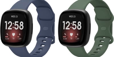 Strap-it Bundel van 2 Siliconen Bandjes - Geschikt voor Fitbit Versa 3 Maat: S - Donkerblauw & Donkergroen - Sportbandje - Sportarmband - Siliconen Band - Waterbestendig & zweetbestendig