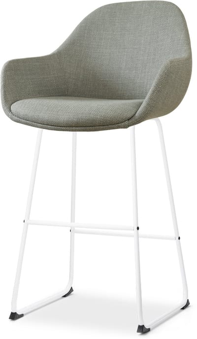 Nolon Nino-Mae Barkruk Saliegroen - Wit Onderstel - 75 cm - Hoge Kruk - Barkruk met Rugleuning - Design - Scandinavisch - Comfortabel