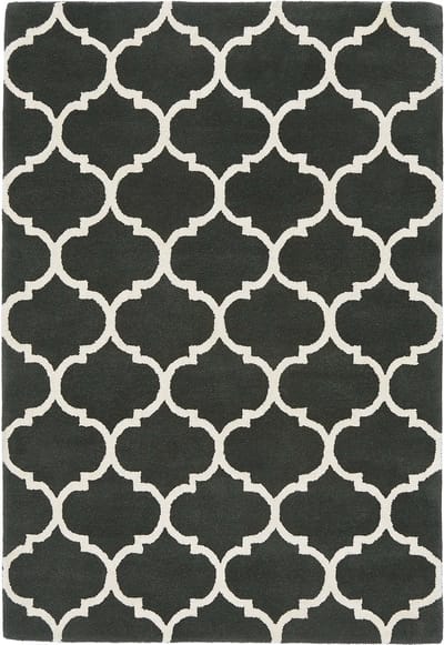 Easy Living - Albany-Ogee-Charcoal Vloerkleed - 160x230  - Rechthoek - Laagpolig Tapijt - Klassiek - Zwart_wit